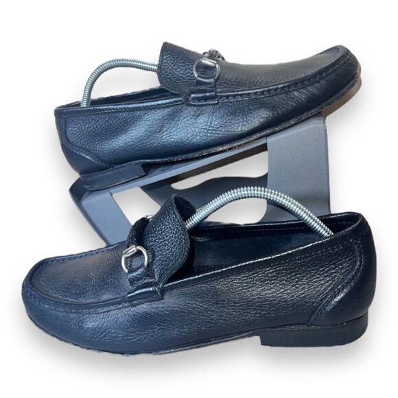 Sandrino by Sandro Moscoloni Black Leather Horse Bit Style Loafers Men's 8.5 - Picture 1 of 11
